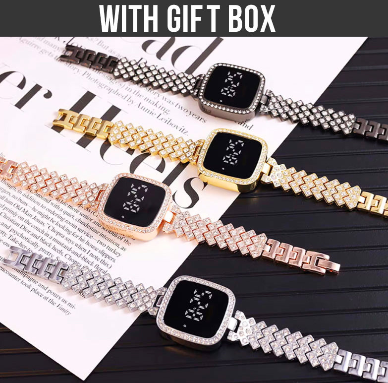 Fancy Diamond Watch For Girls - Partywear Trending Watches for Women and Girl - Rhinestone Style Handwatch In 4 Colors