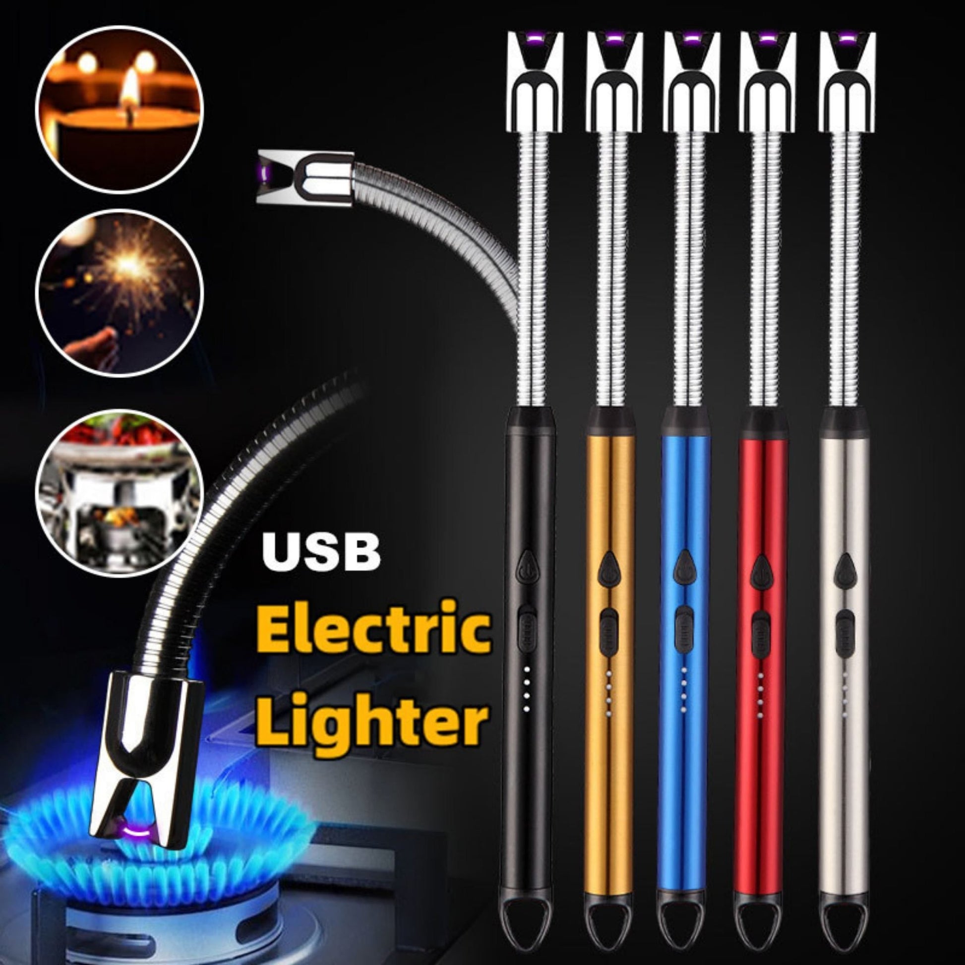 Electric Lighter Rechargeable Arc USB Candle Lighters with LED Battery Display