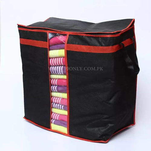 (Pack of 3) Clothes Storage Bag Black Red