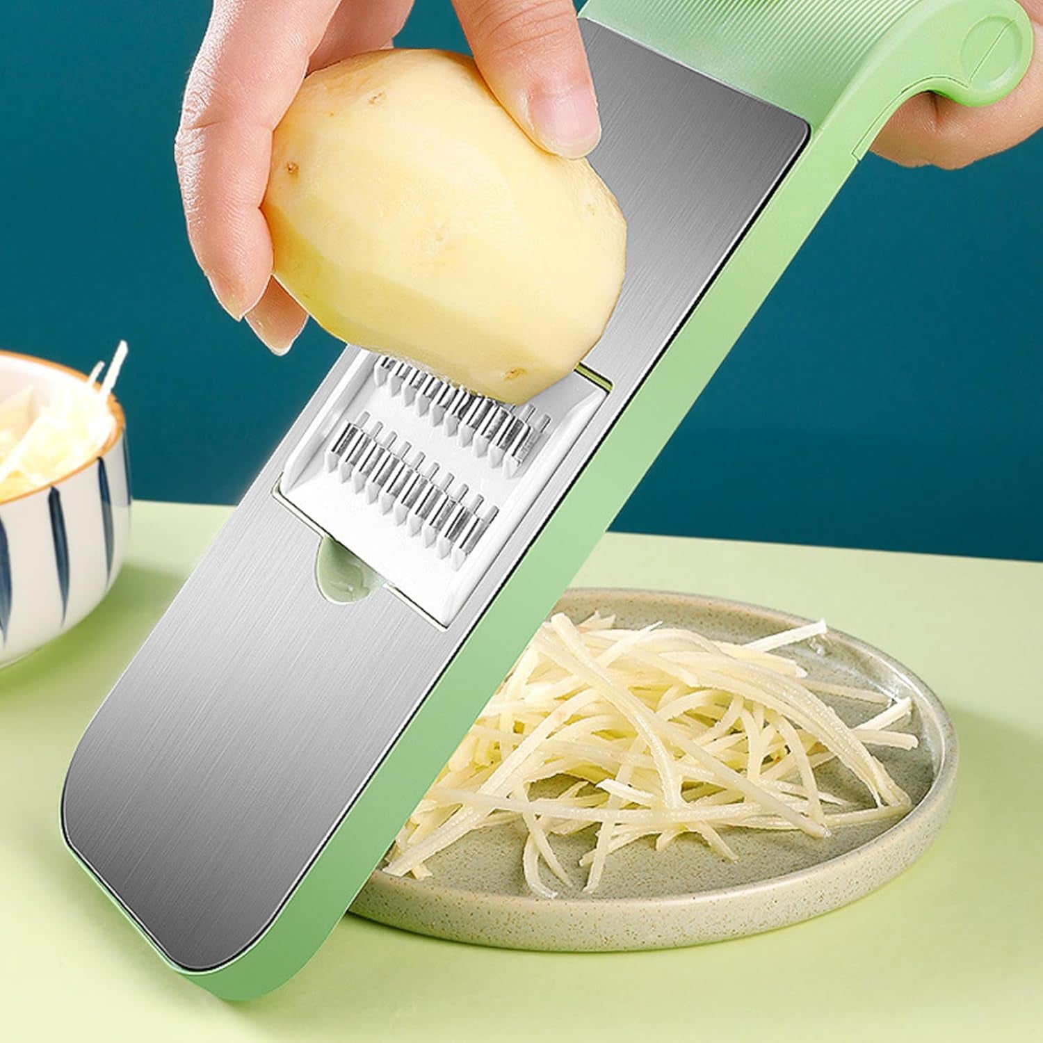 Multifunction Vegetable Cutter Stainless Steel 5 in 1 Washable Home Kitchen Restaurant Chopper Slicer