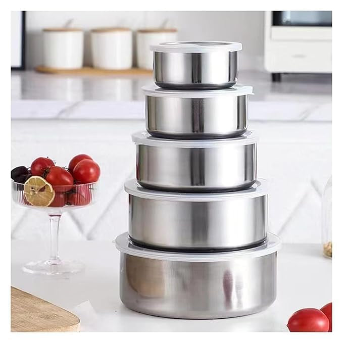 5 in 1 Protect Fresh Box Stainless Steel Ware Food Serving And Storage Containers Airtight Container leak-proof Food box (Multicolor Pack of 1)
