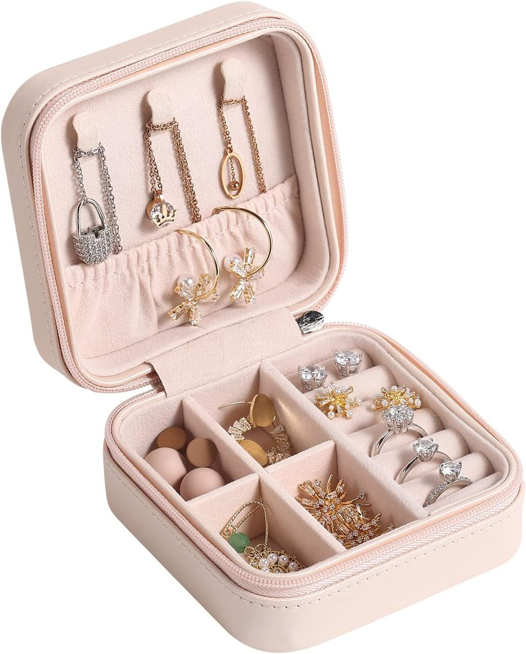 Small Jewellery Box - Mini Travel Jewellery Boxes Case, Portable Faux Leather Jewellery Storage Box Organiser for Women Girls