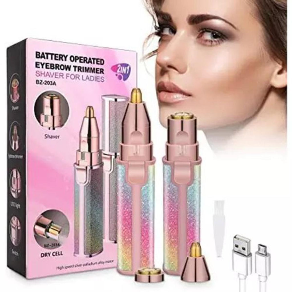 Chargeable Flawless 2 in 1 Eye Brow And Facial Hair Remover Machine
