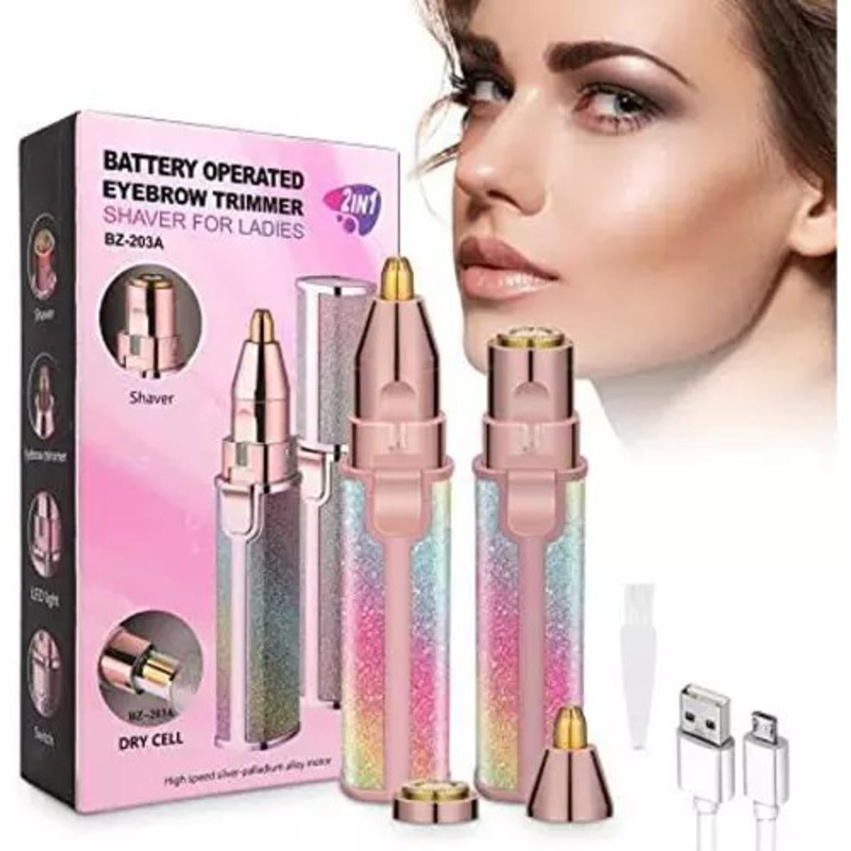 Chargeable Flawless 2 in 1 Eye Brow And Facial Hair Remover Machine