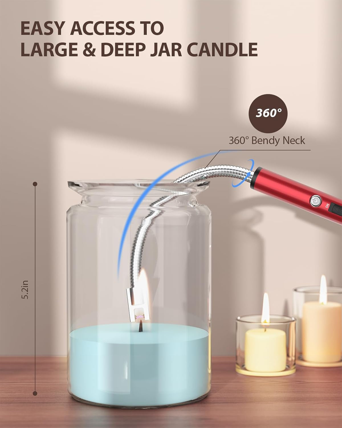Electric Lighter Rechargeable Arc USB Candle Lighters with LED Battery Display