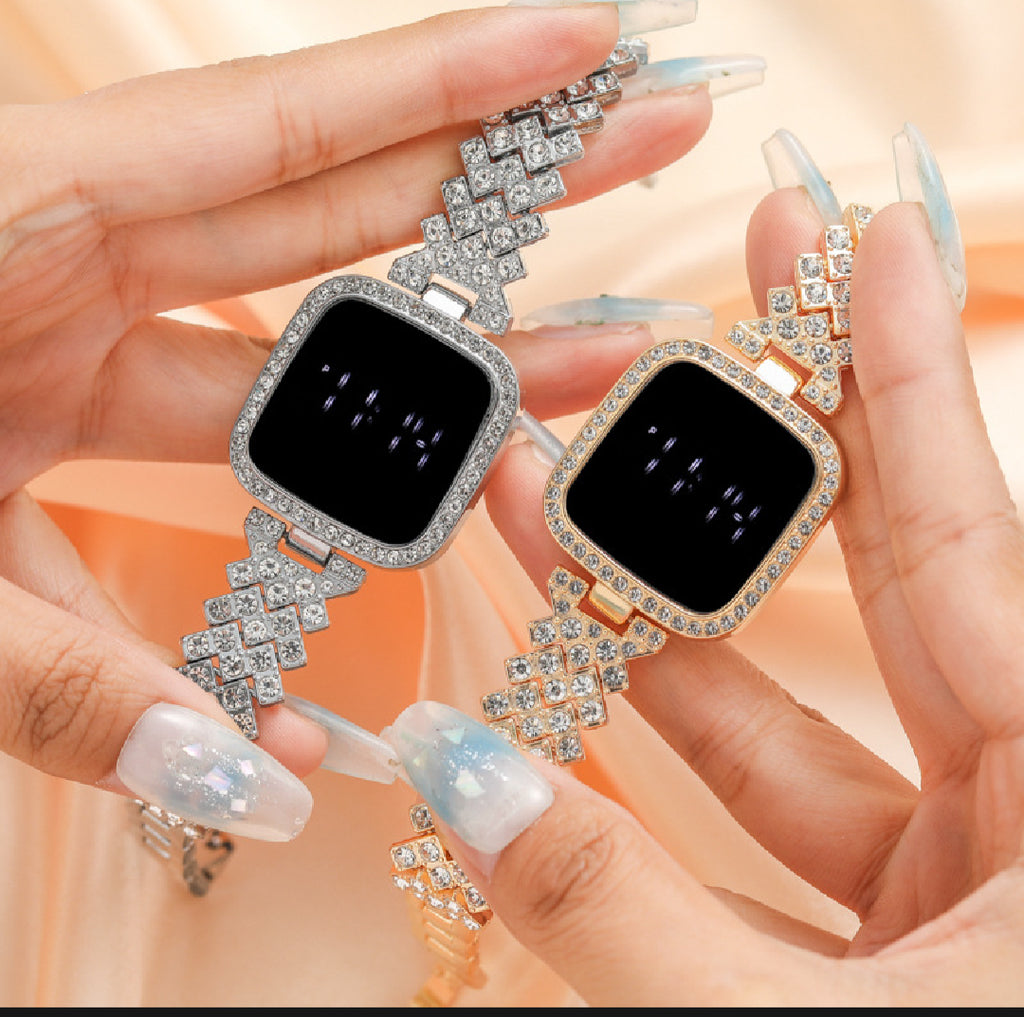 Fancy Diamond Watch For Girls - Partywear Trending Watches for Women and Girl - Rhinestone Style Handwatch In 4 Colors