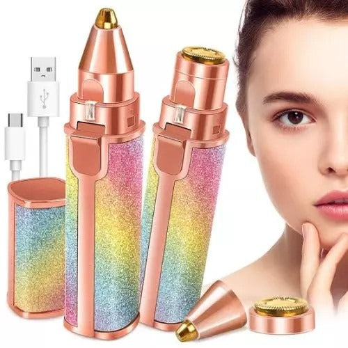 Chargeable Flawless 2 in 1 Eye Brow And Facial Hair Remover Machine