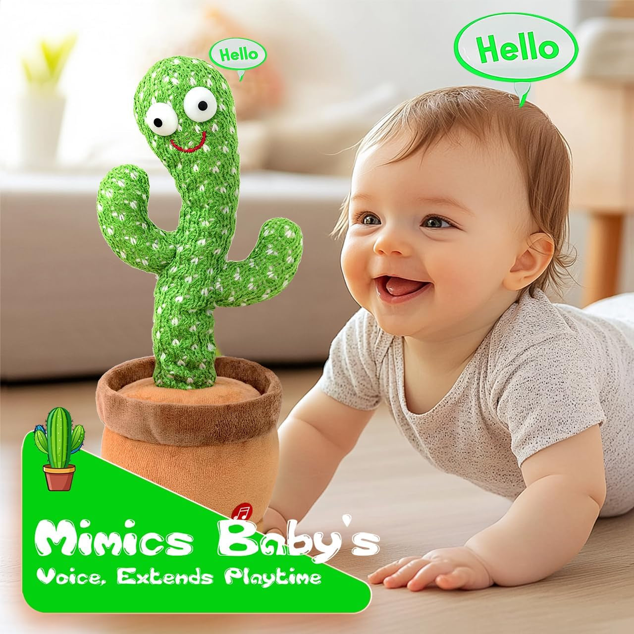 Baby Toys Talking Dancing Cactus with Lights and Music, 120 Songs Plush Toys for Kids, Christmas Birthday Gifts for Girls Boys
