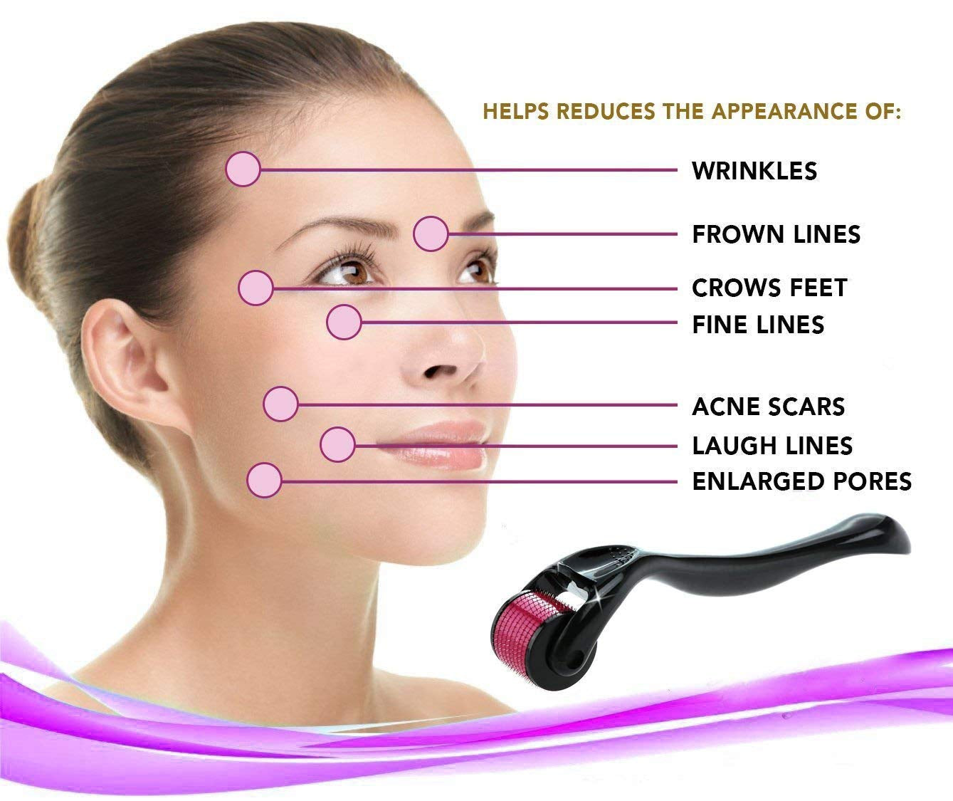Derma Roller for Face Body - 540 Titanium Microneedle Roller for Home Use, Hair Growth 0.5mm
