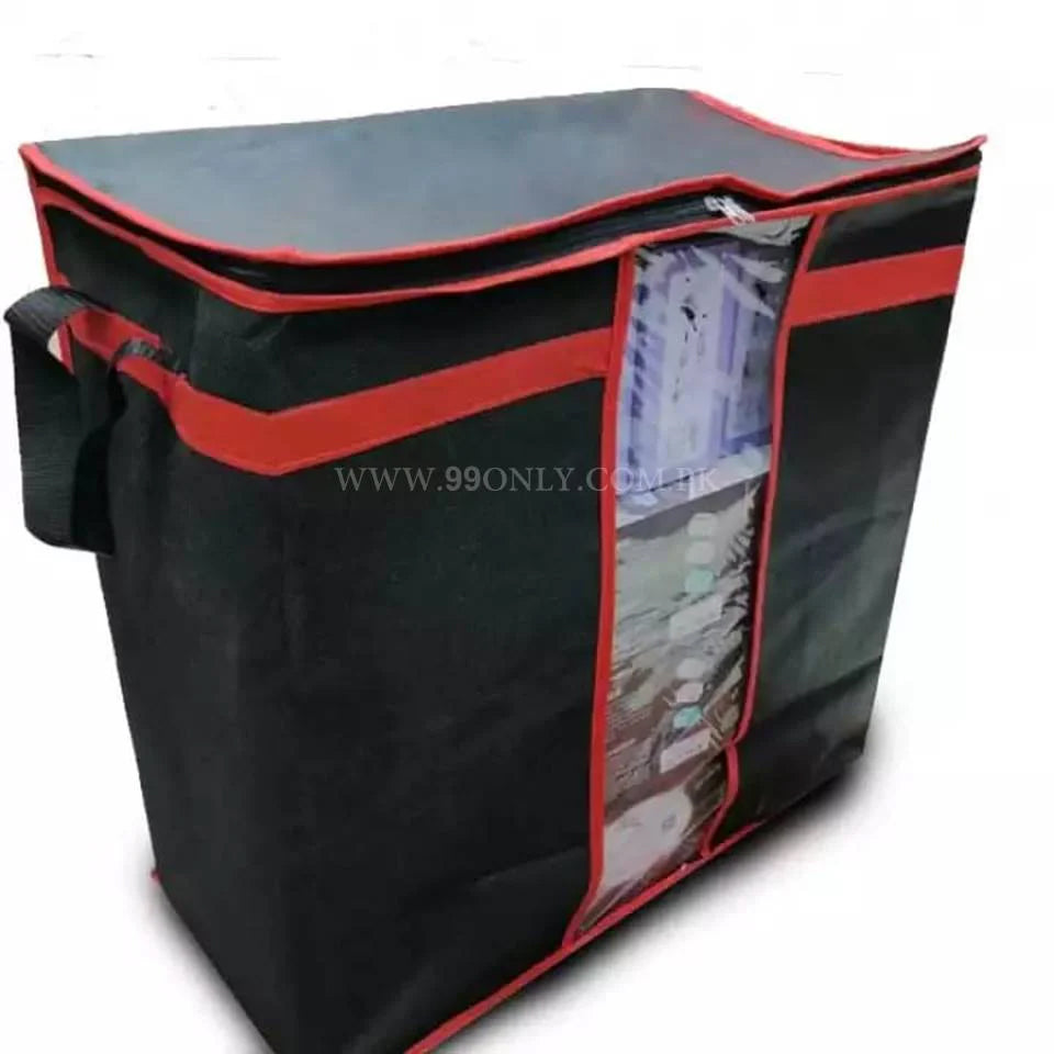 (Pack of 3) Clothes Storage Bag Black Red