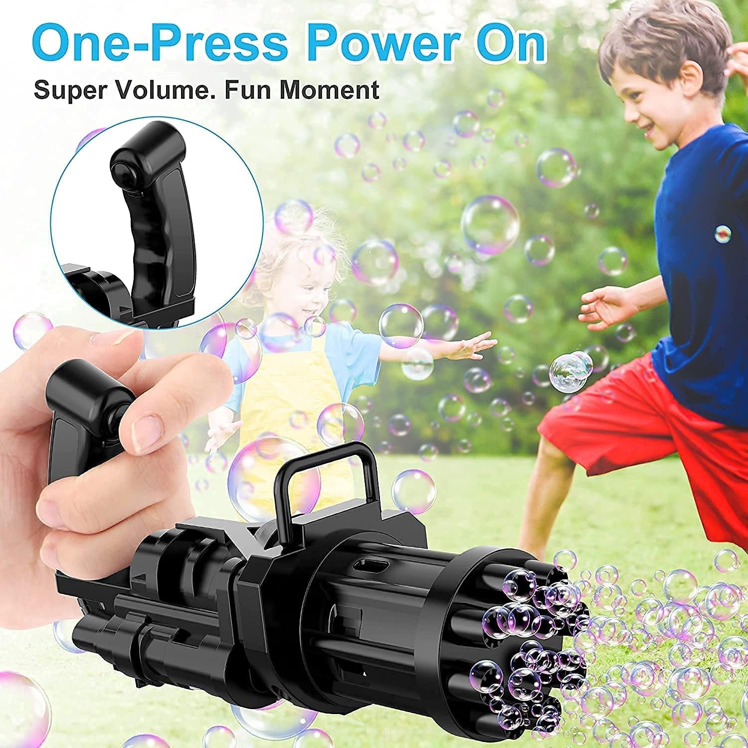 Massive Bubble Gattler Toy With Bubble liquid for Kids - Automatic Electric Bubble Maker Machine
