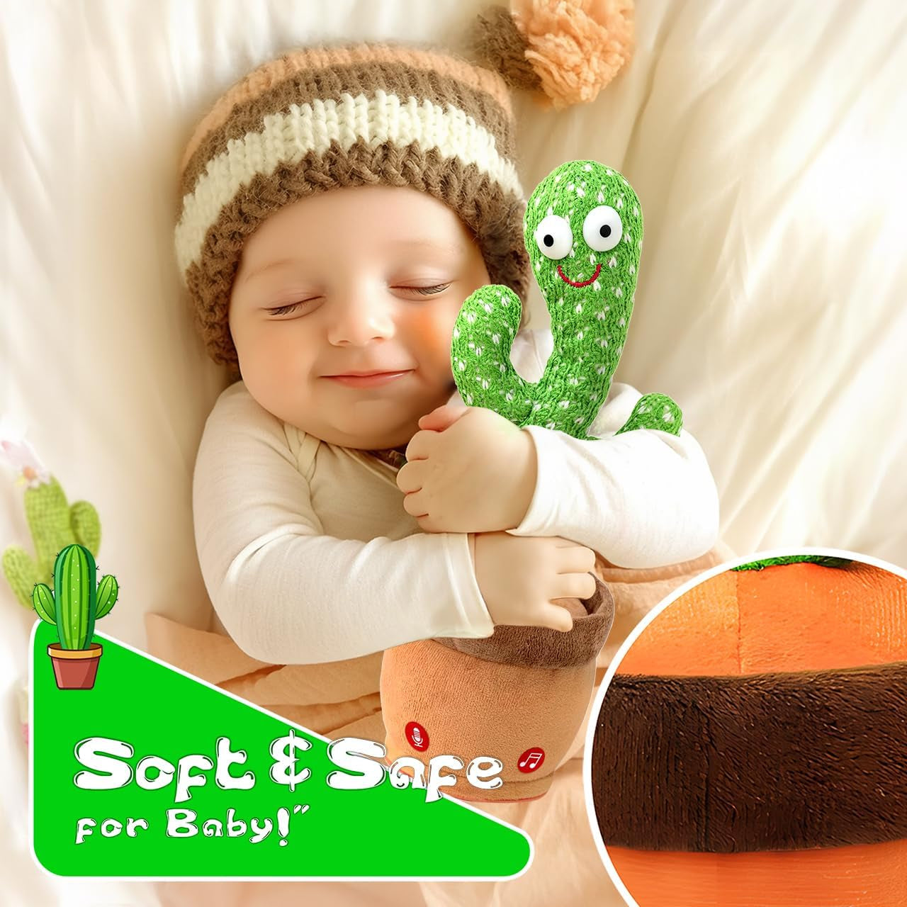 Baby Toys Talking Dancing Cactus with Lights and Music, 120 Songs Plush Toys for Kids, Christmas Birthday Gifts for Girls Boys