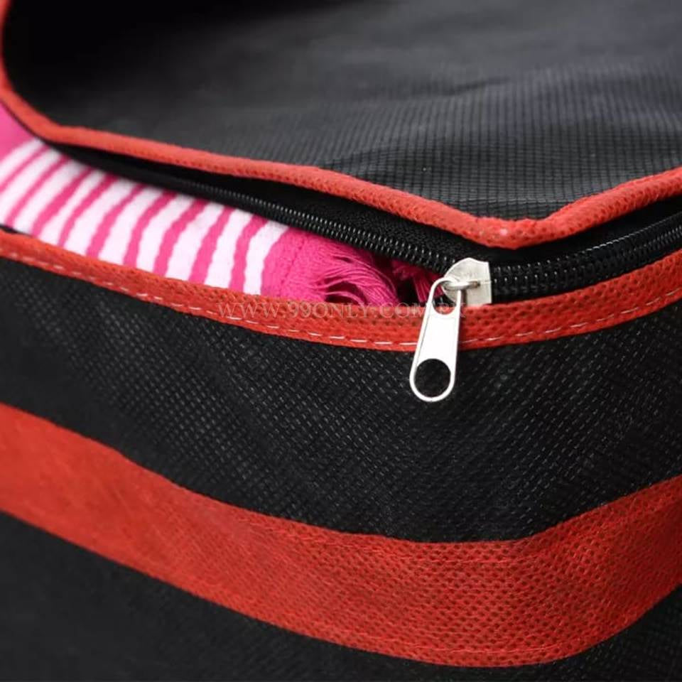 (Pack of 3) Clothes Storage Bag Black Red