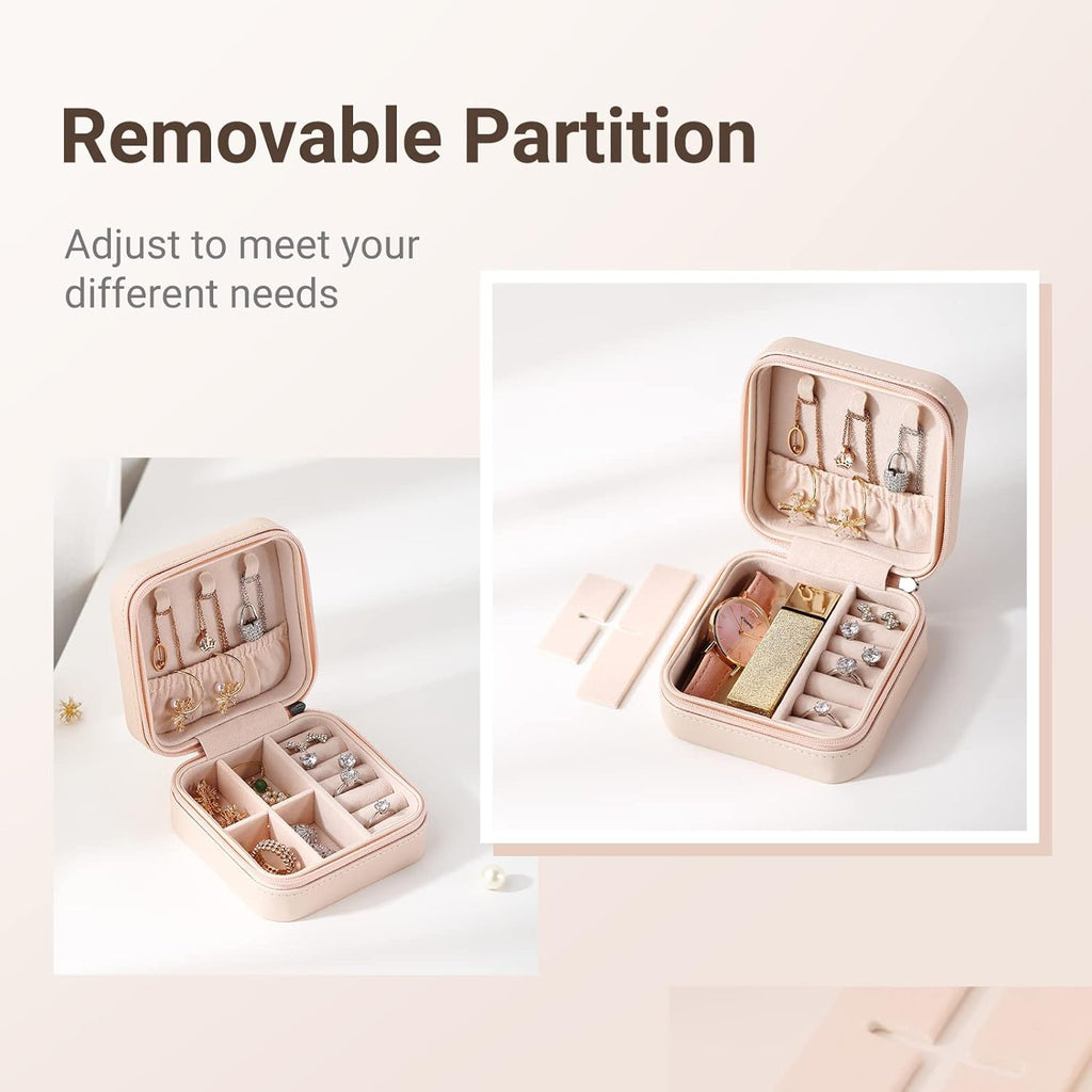 Small Jewellery Box - Mini Travel Jewellery Boxes Case, Portable Faux Leather Jewellery Storage Box Organiser for Women Girls