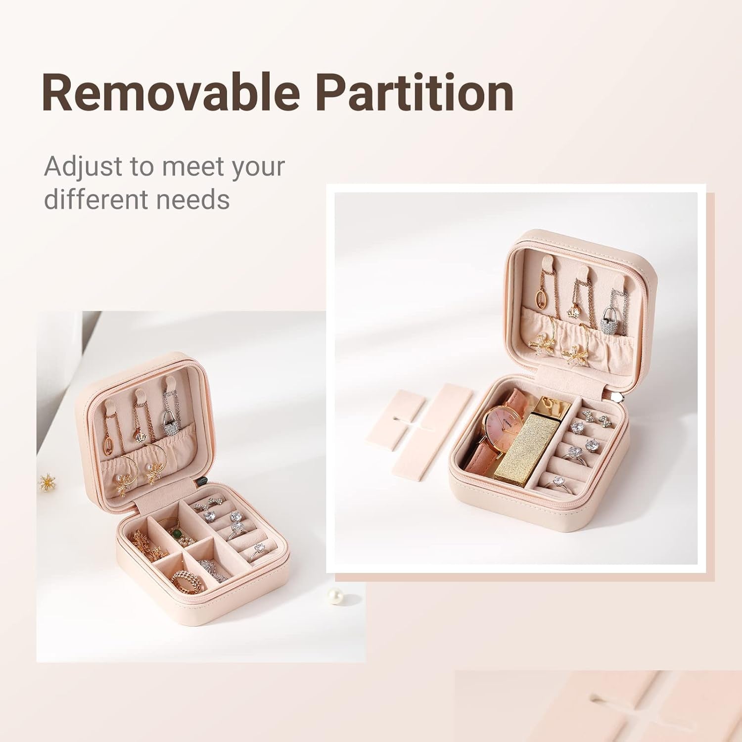 Small Jewellery Box - Mini Travel Jewellery Boxes Case, Portable Faux Leather Jewellery Storage Box Organiser for Women Girls