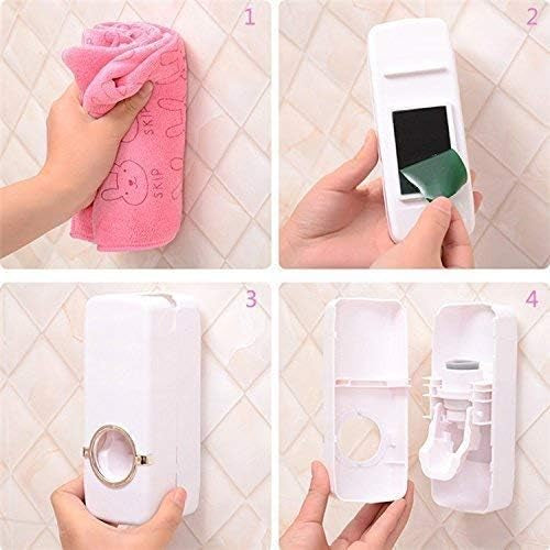 Automatic Plastic Toothpaste Dispenser 5 Toothbrush Holder Toothpaste Squeezer Bathroom Shelves Organizer