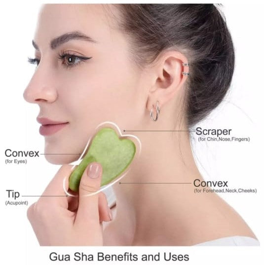 Jade roller and Gua Sha Stone Anti Aging Natural Stone Jade Roller for Face Facial Beauty Massager Skin Face Roller Beauty Tools for Skin Care Routine Anti Wrinkle Roller for Neck and Eye