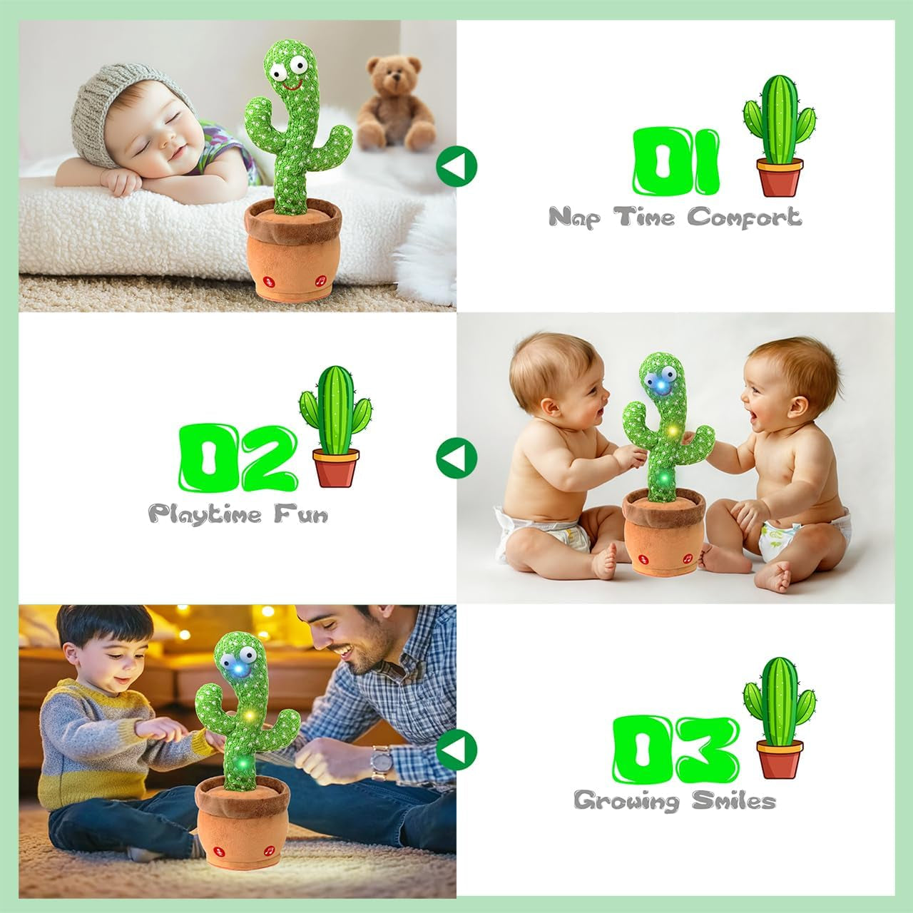 Baby Toys Talking Dancing Cactus with Lights and Music, 120 Songs Plush Toys for Kids, Christmas Birthday Gifts for Girls Boys