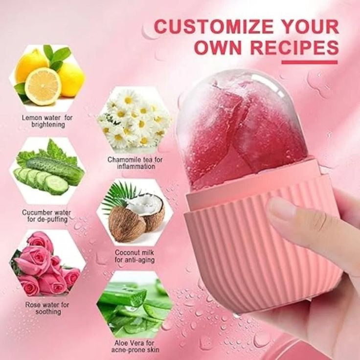 Silicone Ice Roller for Face – Reusable Ice Cube Mold Massager to Reduce Puffiness