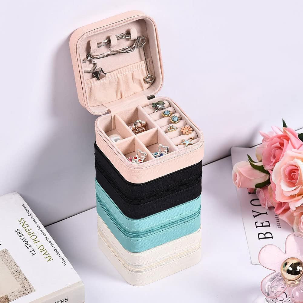 Small Jewellery Box - Mini Travel Jewellery Boxes Case, Portable Faux Leather Jewellery Storage Box Organiser for Women Girls