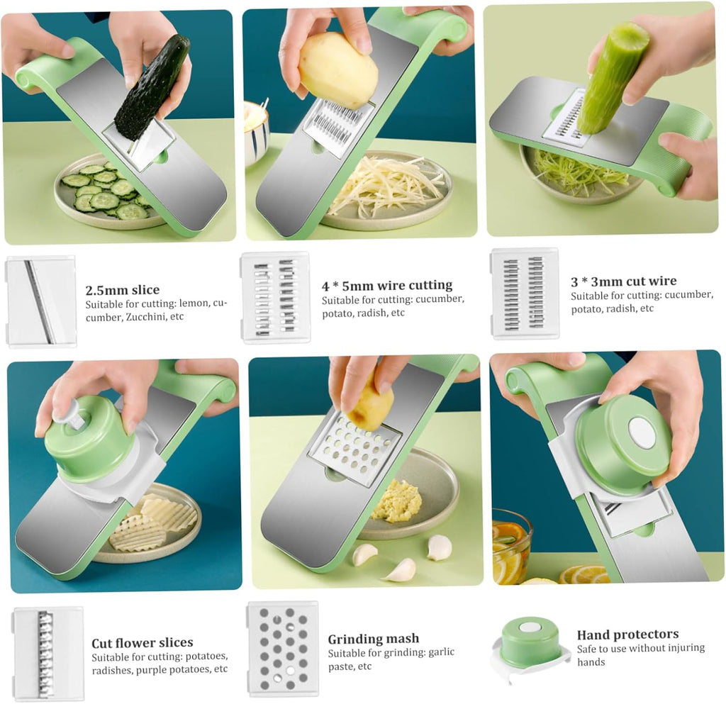 Multifunction Vegetable Cutter Stainless Steel 5 in 1 Washable Home Kitchen Restaurant Chopper Slicer