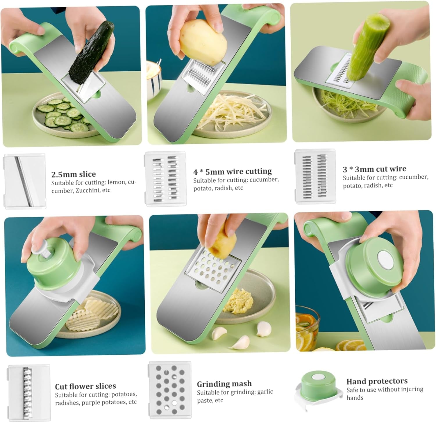 Multifunction Vegetable Cutter Stainless Steel 5 in 1 Washable Home Kitchen Restaurant Chopper Slicer