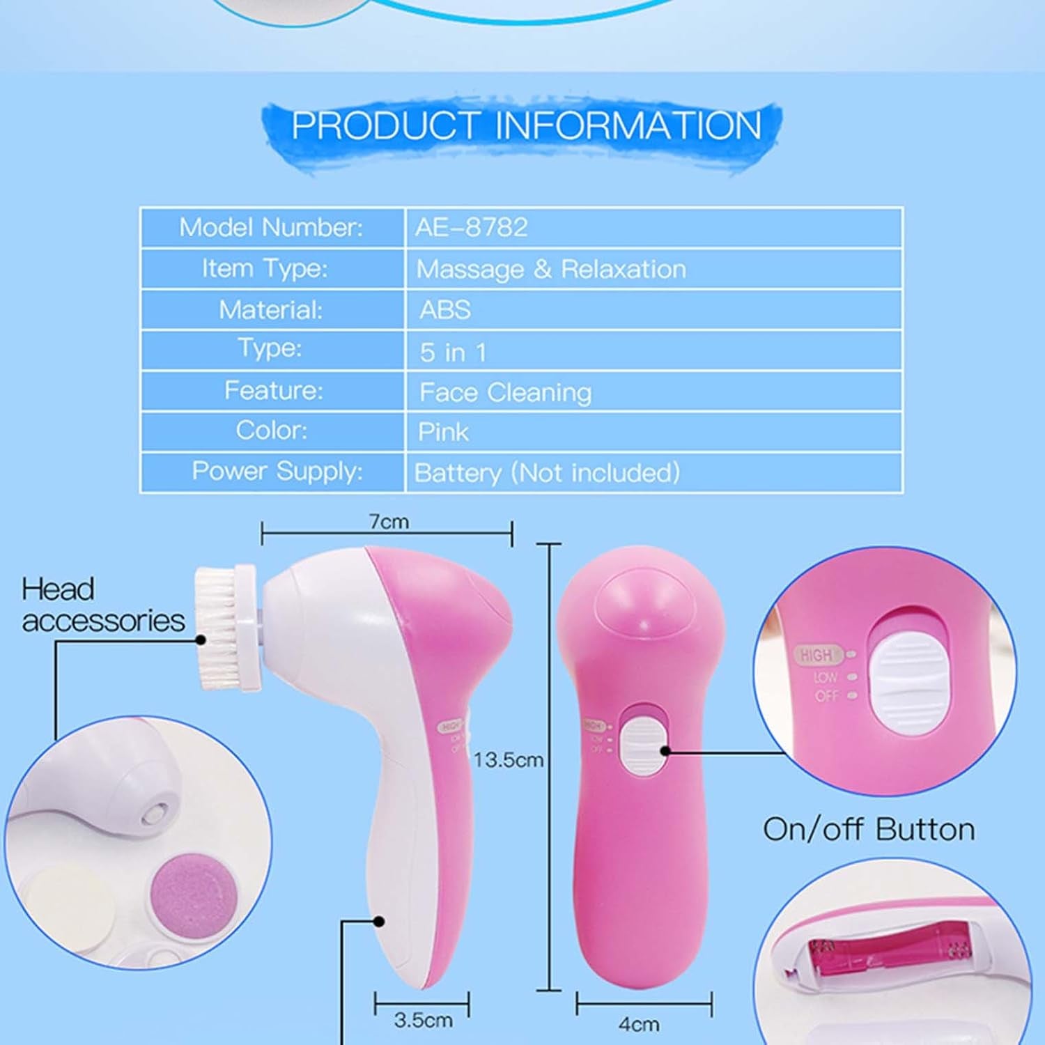 5 in 1 Electric Facial Cleaner Multifunction Massager, Facial Machine,Face Massage Machine For Face, Beauty Massager, Facial Massager For Women