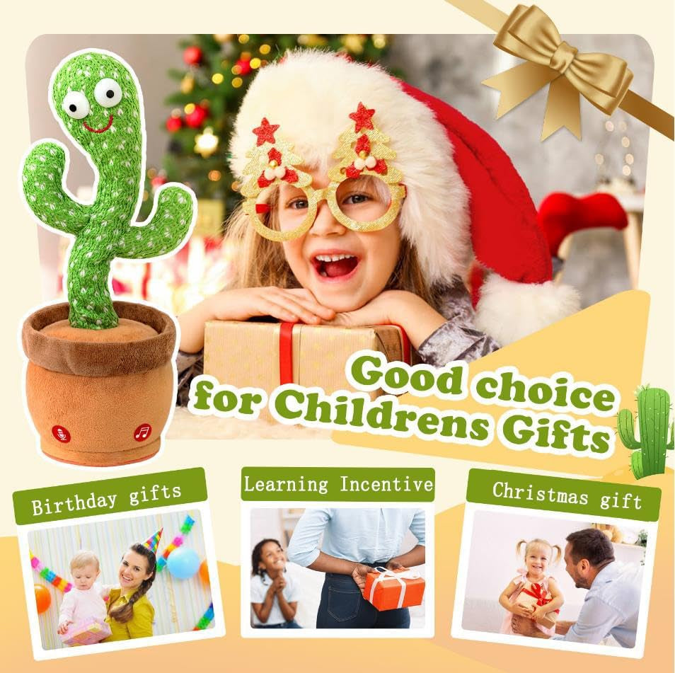 Baby Toys Talking Dancing Cactus with Lights and Music, 120 Songs Plush Toys for Kids, Christmas Birthday Gifts for Girls Boys