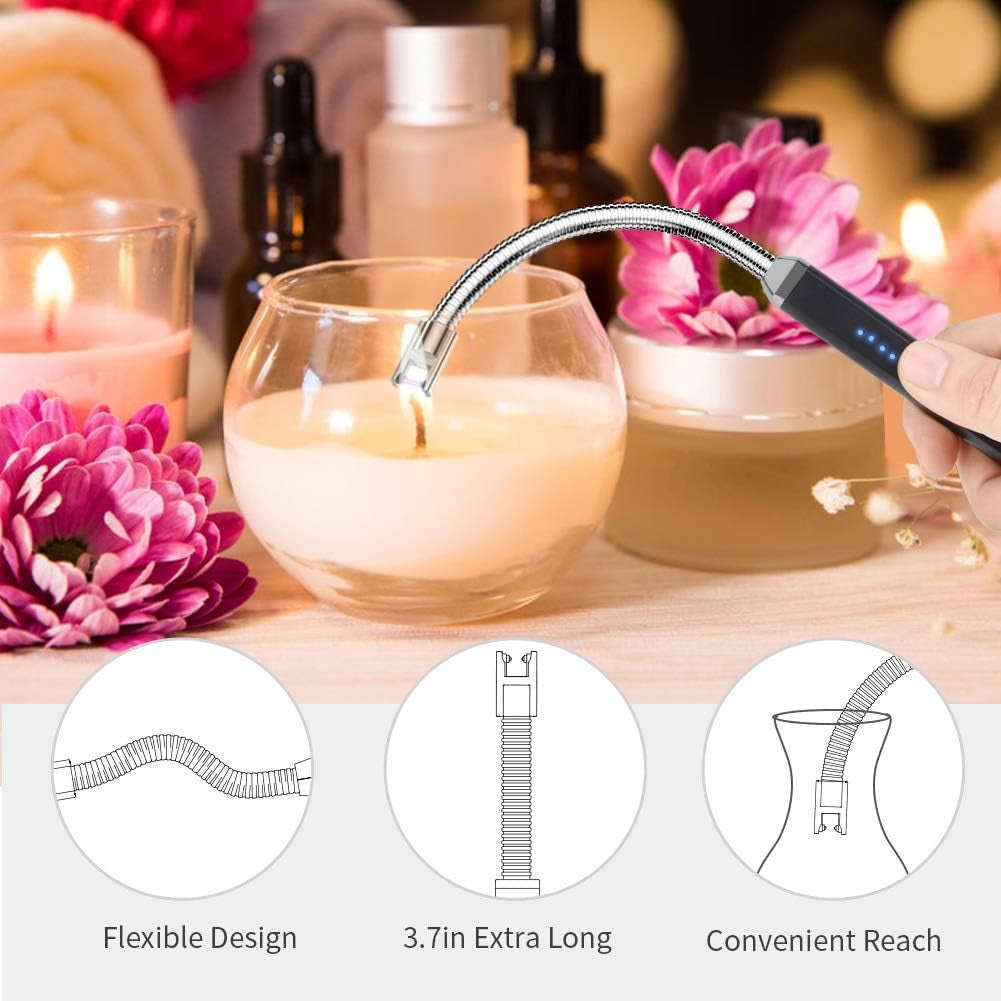 Electric Lighter Rechargeable Arc USB Candle Lighters with LED Battery Display