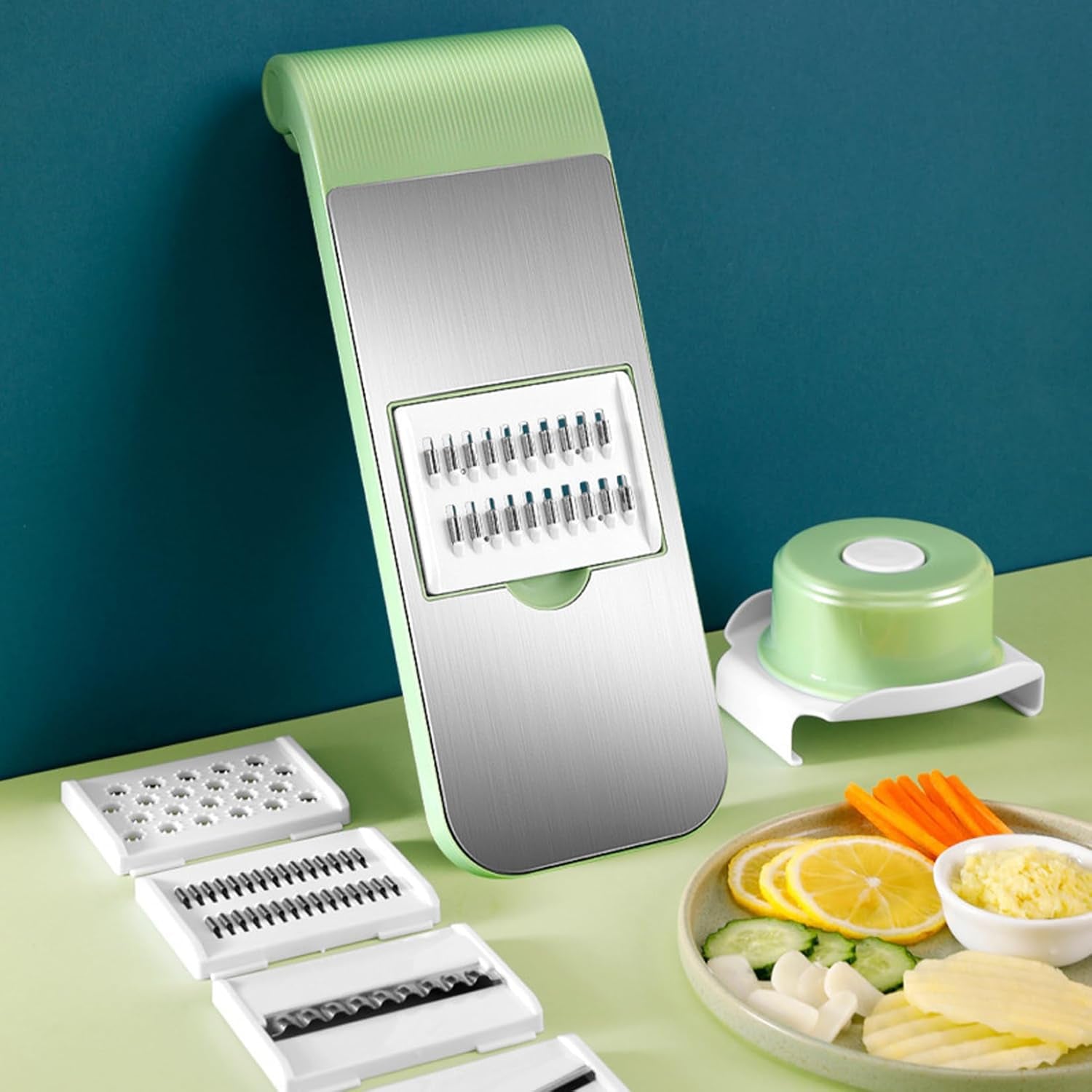 Multifunction Vegetable Cutter Stainless Steel 5 in 1 Washable Home Kitchen Restaurant Chopper Slicer